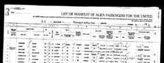 Top of a 1934 ship passenger list, Hamburg to New York